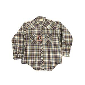 Vintage 80s Buffalo Bill Pearl Snap Tapered Long Tail Shirt Plaid Western Cowboy